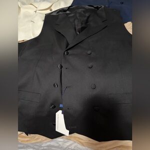S by Sebastian Men's Black Gemelli Double-Breasted Waistcoat Vest Size 42 NWT